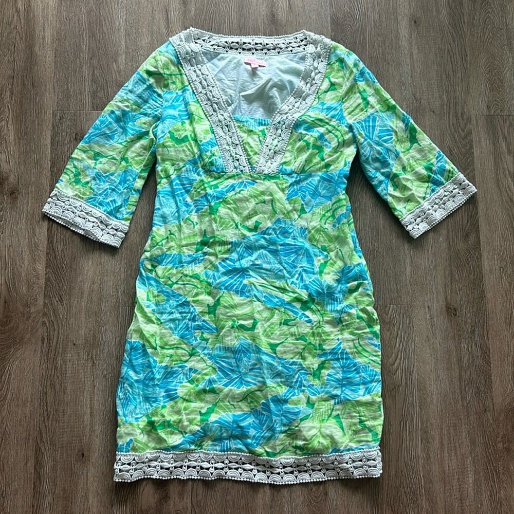 Lilly Pulitzer Sherman Linen Tunic Dress Small | Gator Alley Print | Linen
